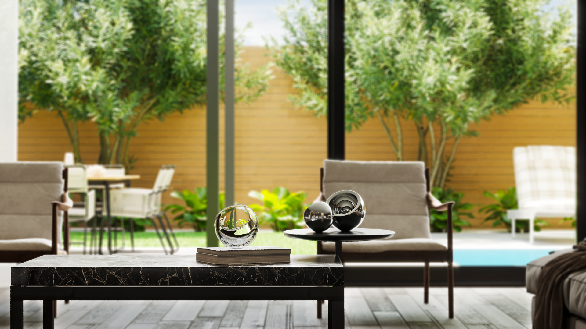 Landscaperoom View Texture Living room with Landscape